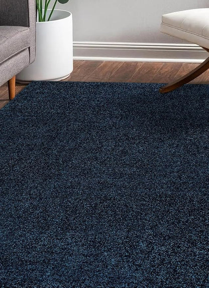 JONATHAN Y Haze Solid Low-Pile Navy Runner Rug 2x8, Coastal,Bohemian,Minimalist,Classic, Easy-Cleaning for Living Room,Bedroom,Kitchen,Pet Friendly,Non-Shedding (SEU100C-28)