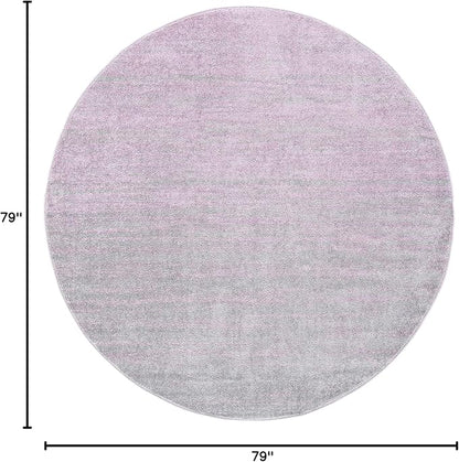 SAFAVIEH Adirondack Collection Area Rug - 6'7" Round, Purple & Green, Modern Ombre Design, Non Shedding & Easy to Clean, Ideal for Living Room, Bedroom, Office, Dining Space (ADR113V)