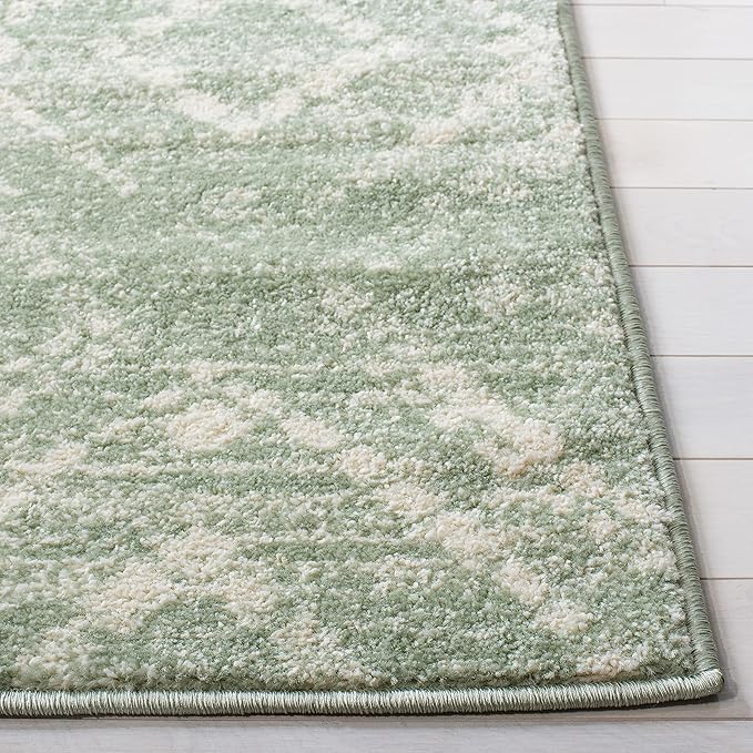 SAFAVIEH Adirondack Collection Area Rug - 10' x 14', Ivory & Green, Modern Diamond Distressed Design, Ideal for High Traffic Areas in Living Room, Bedroom, Dining (ADR131Y-10)