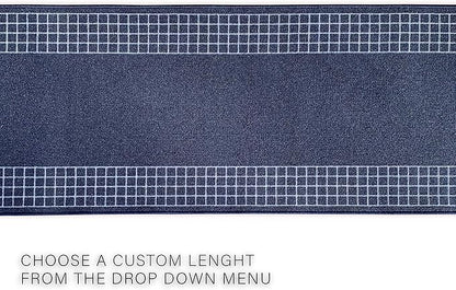 Custom Made Runner Rug for Kitchen Foyer Hallway Entry Choose Your Length 31 Inch Wide Geometric CheckeBlue Design Blue Color (35 feet x 31 Inch)