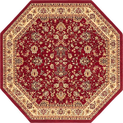 Unique Loom Sialk Hill Collection Area Rug - Washington (7' 11" Octagon Burgundy/Cream)