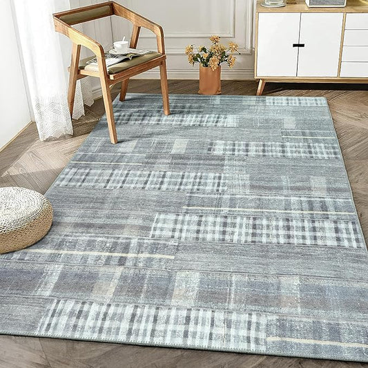 Bloom Rugs Washable Non-Slip 5' x 7' Rug - Gray Striped Area Rug for Living Room, Bedroom, Dining Room, and Kitchen - Exact Size: 5' x 7'