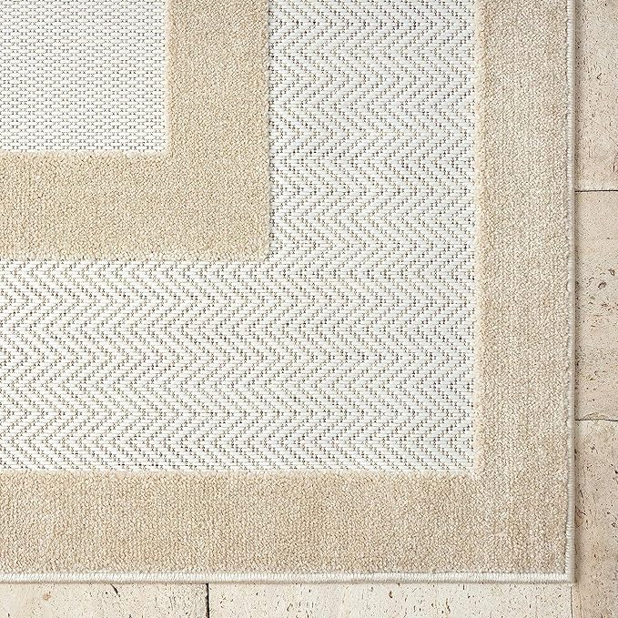 Abani Area Rugs - Modern Minimalist Pattern - Cream Rug for Living Room, Bedroom, Dining Room - Indoor/Outdoor - Easy to Clean - Non-Shedding - 5' x 8'