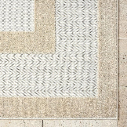 Abani Area Rugs - Modern Minimalist Pattern - Cream Rug for Living Room, Bedroom, Dining Room - Indoor/Outdoor - Easy to Clean - Non-Shedding - 5' x 8'