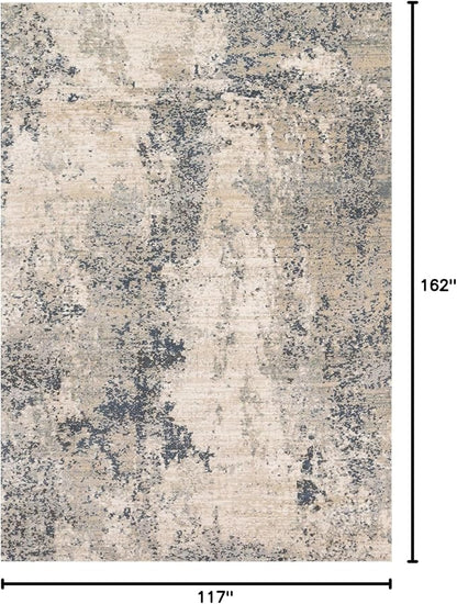 Loloi Teagan Collection TEA-07 Natural/Denim 9'-9" x 13'-6" Area Rug, Large, Soft Neutral Rug, High-Traffic for Living Room, Bedroom, Home Office, Dining Area