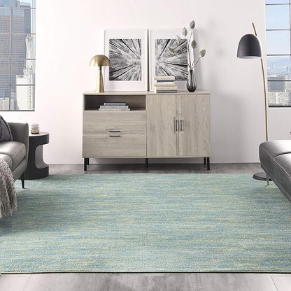 Nourison Home Nourison Essentials Blue Green 9' x Square Area Rug - Easy Clean, Non Shedding, Bed Room, Living Room, Dining Room, Kitchen (9' x Square)