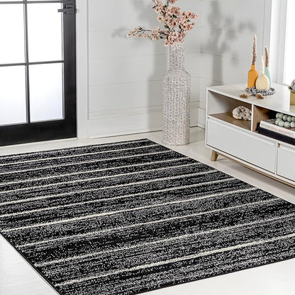 JONATHAN Y Williamsburg Minimalist Stripe Black/Cream Indoor Area Rug, 5x8, Contemporary, Modern, Easy-Cleaning for Living Room, Bedroom, Kitchen, Pet Friendly, Non-Shedding (MOH201F-5)