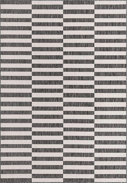Unique Loom Outdoor Striped Collection Classic Stripes, Transitional Indoor & Outdoor Area Rug (8' 0 x 11' 0 Rectangular, Charcoal/ Ivory)