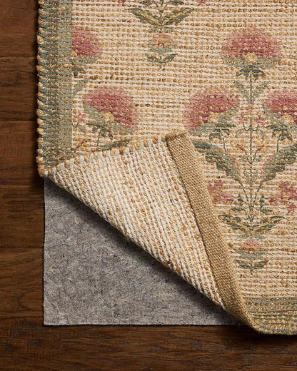 Loloi Chris Loves Julia Rue Collection RUE-01 Sage/Blush 2'-3" x 3'-9" Accent Rug Jute Neutral Floral Living Room Bedroom Rug