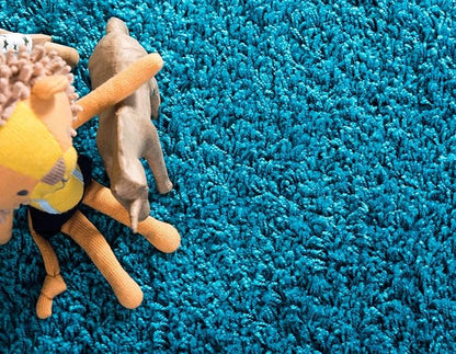 Unique Loom Solid Shag Collection Area Rug (9' x 12' 2" Rectangle, Turquoise)