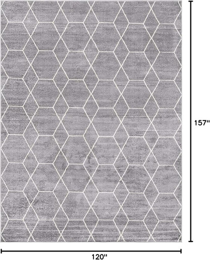 Unique Loom Trellis Frieze Collection Area Rug - Geometric (10' x 13', Light Gray/ Ivory)