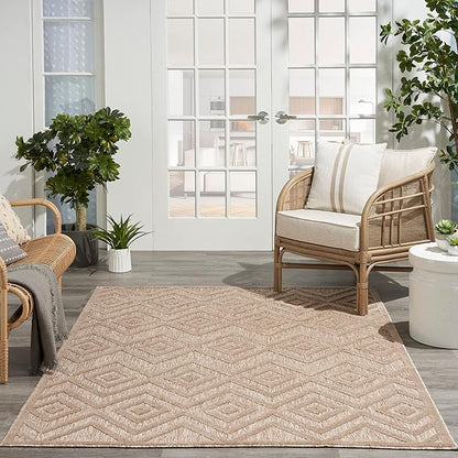 Nourison Home Versatile Natural Beige 4' x 6' Area Rug - Easy Clean, Non Shedding, Bed Room, Living Room, Dining Room, Kitchen (4' x 6')