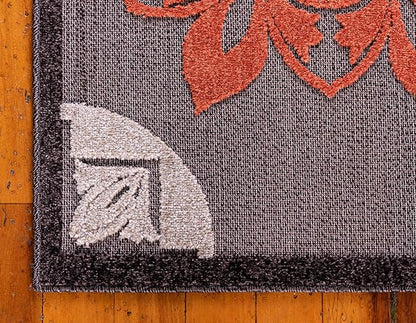 Unique Loom Outdoor Modern Collection Area Rug - Chicago (6' 1" x 9' Rectangle, Brown/ Orange)