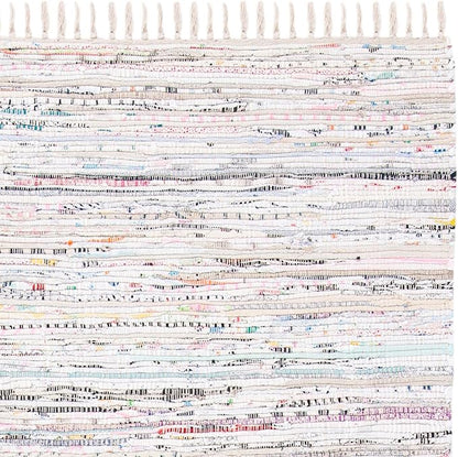 SAFAVIEH Rag Rug Collection Runner Rug - 2'3" x 9', Ivory & Multi, Handmade Boho Stripe Cotton, Ideal for High Traffic Areas in Living Room, Bedroom (RAR121G)