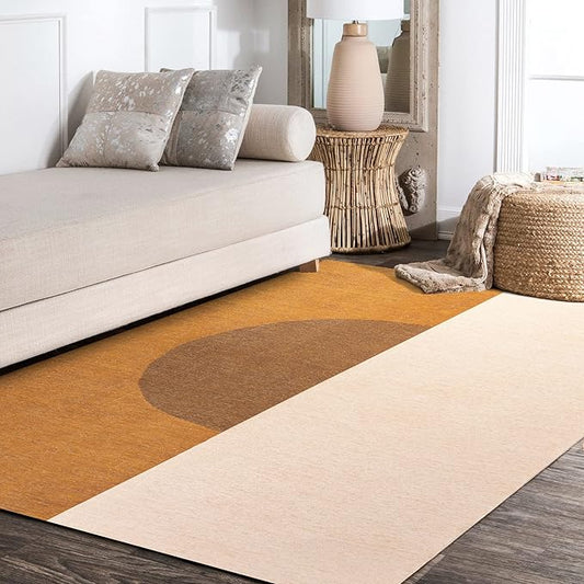 JONATHAN Y Machine Washable Indoor Area Rug 3X5 Brown/Cream/Terracotta, Demie Minimalist Graphic Circle for Living Room, Bedroom, Kitchen, Office, Easy-Cleaning, Pet-Friendly, Non-Shedding WSH114A-3