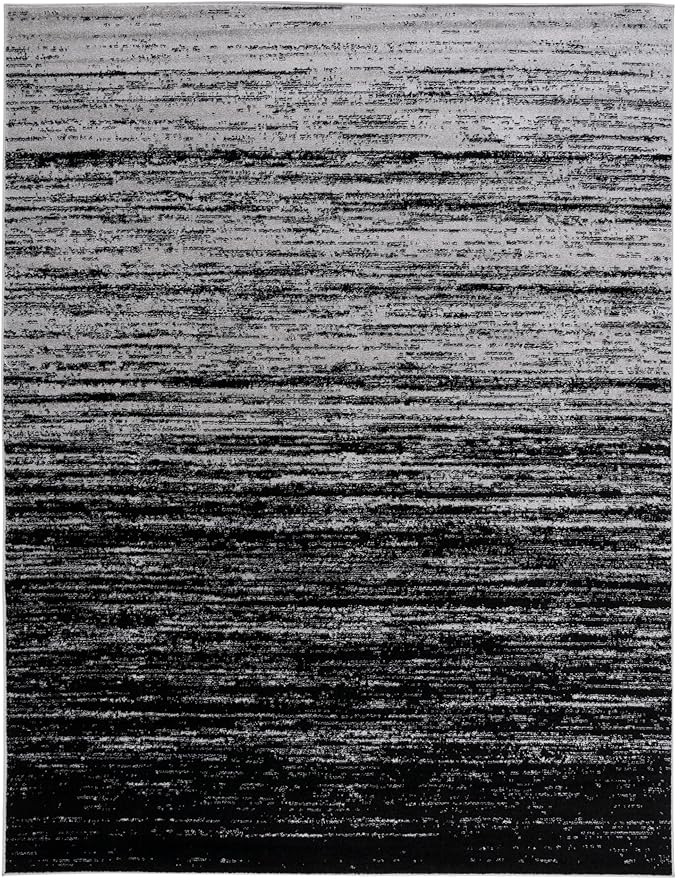 SAFAVIEH Area Rug 12x15 - Adirondack Collection - Large - Silver & Black, Modern Ombre Design, Non Shedding & Easy to Clean, Ideal for Living Room, Bedroom, Office, Dining Space (ADR113A)