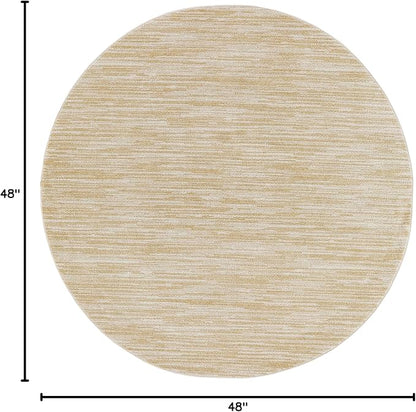 Nourison Home Nourison Essentials Ivory Gold 4' x Round Area Rug - Easy Clean, Non Shedding, Bed Room, Living Room, Dining Room, Kitchen (4' x Round)