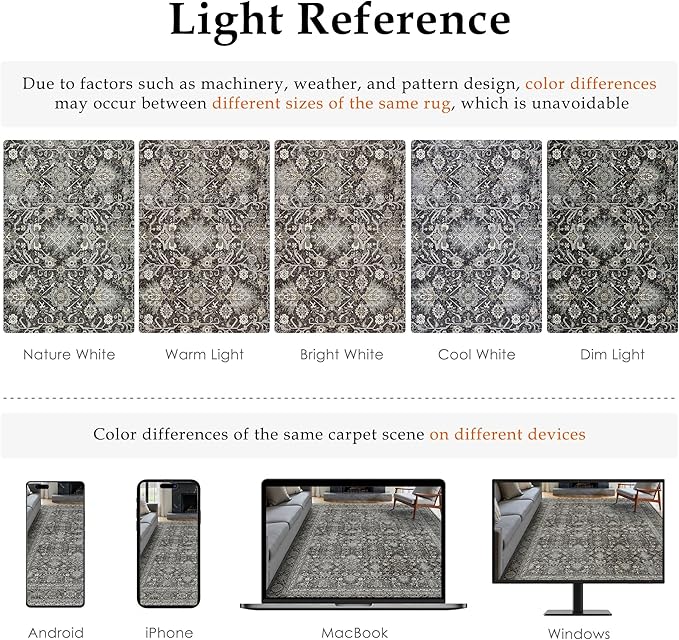 Black Runner Rug 2x6 Vintage Area Carpet Hallway Long Indoor Kitchen Washable Living Room Low Pile Traditional Distressed Retro Accent Throw Rug Non Slip Laundry Bathroom Office Dining Room