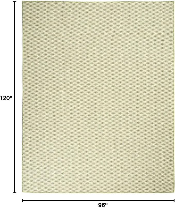 Nourison Home Courtyard Ivory Green 8' x 10' Area Rug - Easy Clean, Non Shedding, Bed Room, Living Room, Dining Room, Kitchen (8' x 10')