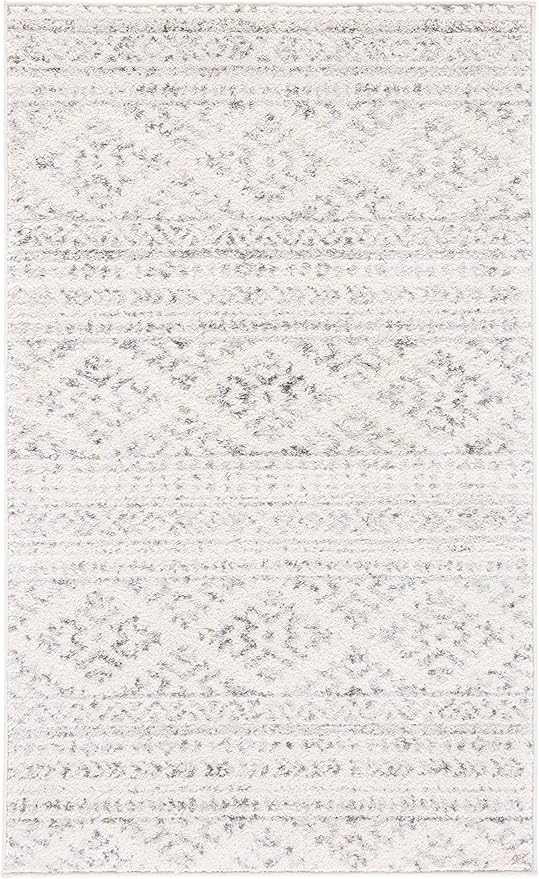 SAFAVIEH Area Rug 3x5 - Tulum Collection - Ivory & Grey, Moroccan Boho Tribal Design, Non-Shedding & Easy to Clean, Ideal for Entryway, Foyer, Accent Space, Bedroom (TUL272A)