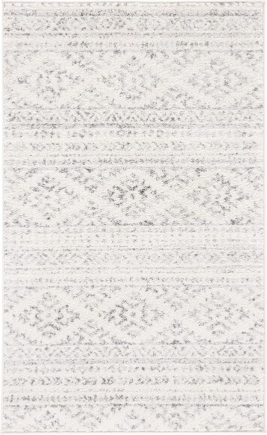 SAFAVIEH Tulum Collection Accent Rug - 2' x 4', Ivory & Grey, Moroccan Boho Tribal Design, Non-Shedding & Easy to Clean, Ideal for Front Door, Kitchen, Entryway, Foyer (TUL272A)