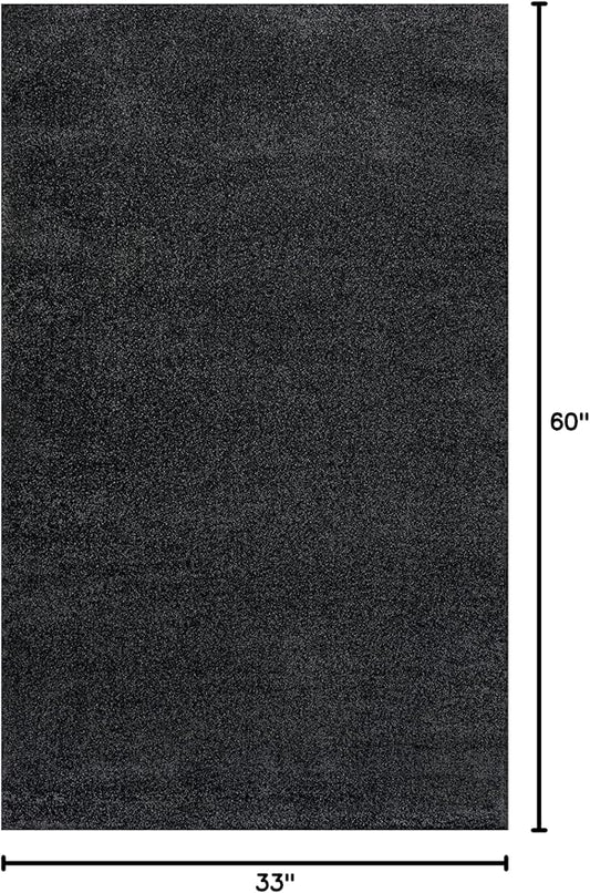 Eyely UES100I-3 Supersoft Haze Solid Low-Pile Indoor Area Rug Casual;Contemporary;Solid;Traditional, Bedroom, Kitchen, Living Room, Easy-Cleaning, Non-Shedding, 3 X 5, Black
