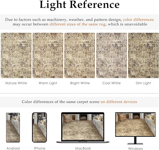 4x6 Area Rug Washable Vintage Neutral Entryway Living Room Carpet Indoor Office Non Slip Brown Entrance Distressed Low Pile Retro Accent Throw Rug for Dining Room Bathroom Bedroom Laundry
