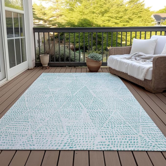 Addison Rugs Chantille ACN591 Aqua 9' x 12' Indoor Outdoor Area Rug, Easy Clean, Machine Washable, Non Shedding, Bedroom, Living Room, Dining Room, Kitchen, Patio Rug