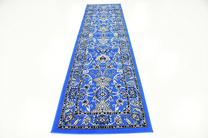 Unique Loom Sialk Hill Collection Area Rug - Washington (2' 7" x 10' Runner Dark Blue/Black)