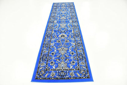 Unique Loom Sialk Hill Collection Area Rug - Washington (2' 7" x 10' Runner Dark Blue/Black)