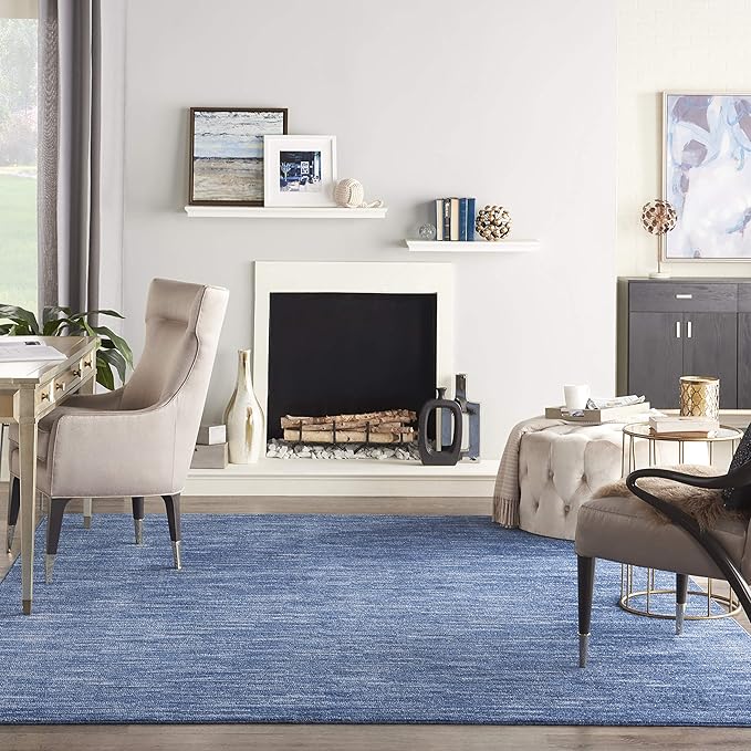 Nourison Home Nourison Essentials Navy Blue 9' x 12' Area Rug - Easy Clean, Non Shedding, Bed Room, Living Room, Dining Room, Kitchen (9' x 12')