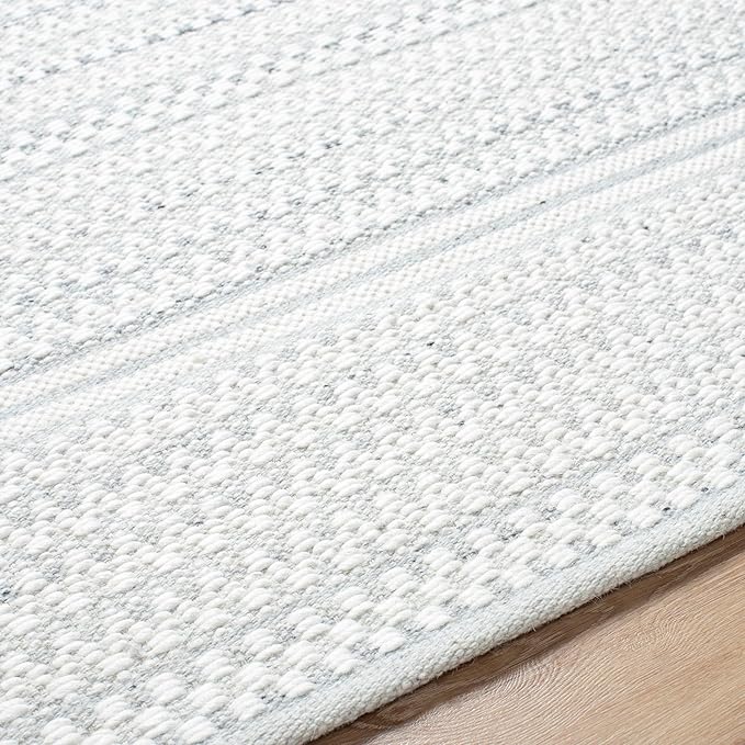 Mark&Day Wool Rugs, 4x6 Precious Solid and Border Cream/Charcoal Area Rug, Cream Grey Carpet for Living Room, Bedroom or Kitchen (3'6" x 5'6")