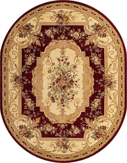 Unique Loom Versailles Collection Traditional Classic Floral Motif Area Rug (7' 11 x 10' 0 Oval, Burgundy/Ivory)