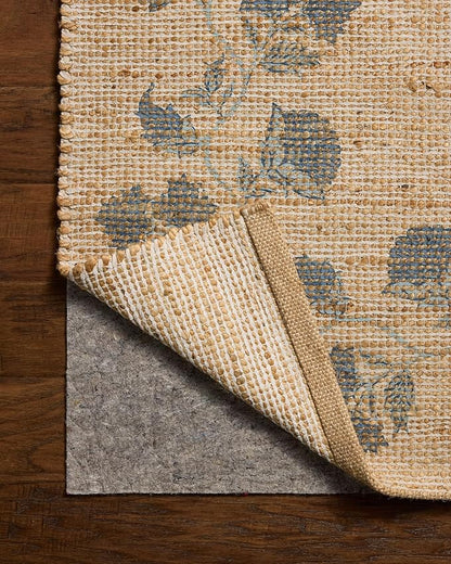 Loloi Chris Loves Julia Rue Collection RUE-05 Natural/Denim 2'-3" x 3'-9" Accent Rug Jute Neutral Floral Living Room Bedroom Rug