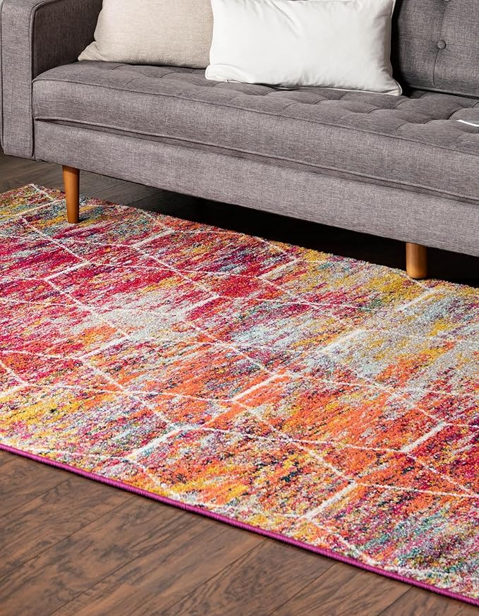 Unique Loom Trellis Frieze Collection Area Rug - Geometric (2' x 3', Multi/ Ivory)