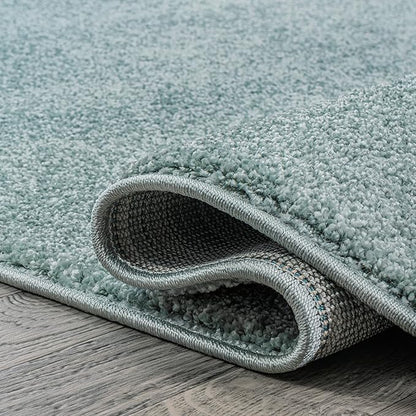 JONATHAN Y Haze Solid Low-Pile Aqua Blue Runner Rug 2x12, Coastal,Bohemian,Minimalist,Classic, Easy-Cleaning for Living Room,Bedroom,Kitchen,Pet Friendly,Non-Shedding (SEU100S-212)