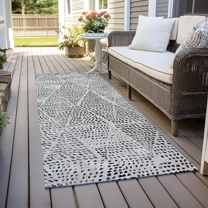 Addison Rugs Chantille ACN591 Pewter 2'3" x 7'6" Indoor Outdoor Hallway Runner Rug, Stain Resistant Washable Kitchen Area Carpet for Bathroom, Laundry and Bedroom Rug