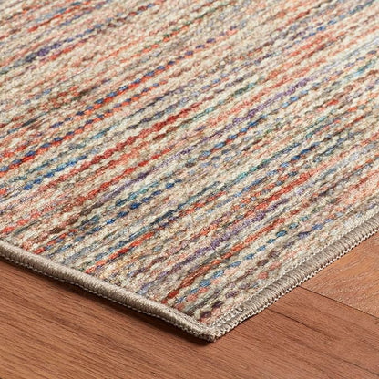 Dash & Albert Clay Multi Machine Washable Rug, 6 X 9 Feet, Multi Stripe Pattern
