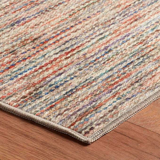 Dash & Albert Clay Multi Machine Washable Rug, Runner-2.5 X 8 Feet, Multi Stripe Pattern