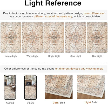 HUGEAR Entryway Machine Washable Area Rugs 2x3 Vintage Orange Small Neutral Style Non Slip Stain Resistant Low Pile Throw Carpet for Hallway Kitchen Retro Aesthetic Modern Decor