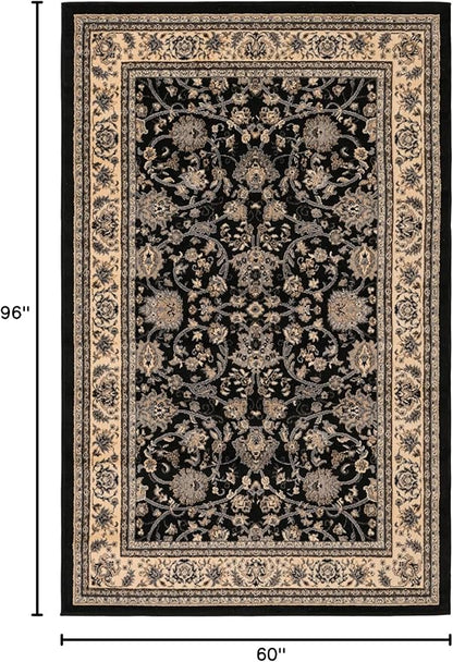 Rugs.com Yasmin Collection Rug – 5' x 8' Black Medium Rug Perfect for Bedrooms, Dining Rooms, Living Rooms
