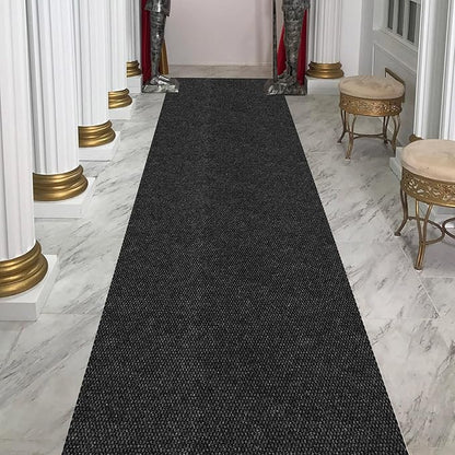 Ottomanson Commercial Scrape Rib Entry Mat – Heavy Duty Ribbed Floor Mat for High Traffic – Non Slip Rubber Back, Waterproof – Indoor Outdoor Use for Offices, Schools, Lobbies, 2'7" x 13', Black