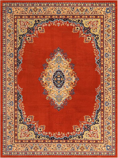 Unique Loom Reza Collection Traditional Persian Style Area Rug, 9 ft 10 in x 13 ft, Terracotta/Ivory