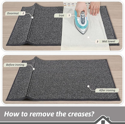 BEQHAUSE Dirt Trapper Door Mat 24" x 36", Non-Slip Washable Doormats Entrance Mat, Dirt Resistant and Absorbent Welcome Mat, Low Profile Floor Mats for Front Back Door and Entryway, Charcoal