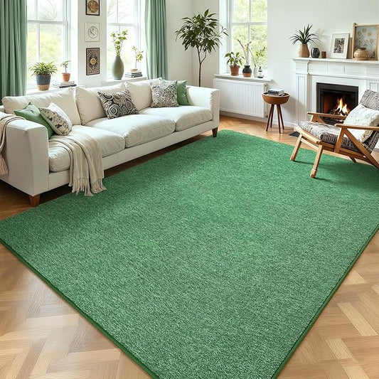 AROGAN Washable 4×6 Bedroom Rug, Modern Area Rugs with Soft Memory Foam for Living Room, Minimalist Non-Slip Indoor Floor Carpet for Dining Room Office Kids Playroom Decor, Green