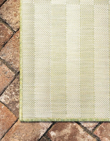 Unique Loom Outdoor Striped Collection Area Rug - Striped (6' 1" x 9' Rectangle, Green/Ivory)