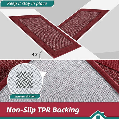 BEQHAUSE Indoor Door Mat 32" x 48", Dirt Trapper Door Mats Non-Slip Entryway Rugs Washable, Resist Dirt Absorbent Welcome Mat, Low Profile Floor Mats for Front Back Door and Entryway, Red