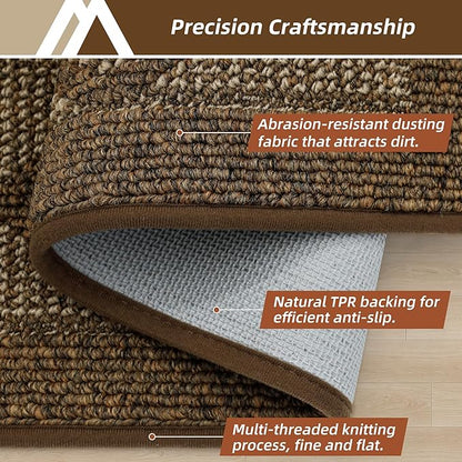 COSY HOMEER Non-Slip Door Mat 20"x32", Entryway Rugs Low Profile Absorbent Dirt Trapper Doormat for Front Entrance, Washable Polypropylene Entry Mat (Brown)