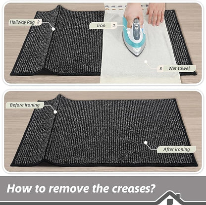 BEQHAUSE 20"x32" Entryway Rug Indoor Door Mat Non-Slip Washable, Hallway Rugs Absorbent & Stain Resist Hall Carpet Runner Rugs for Entryway, Front Door Floor Mats Laundry Room Rugs for Entry, Black
