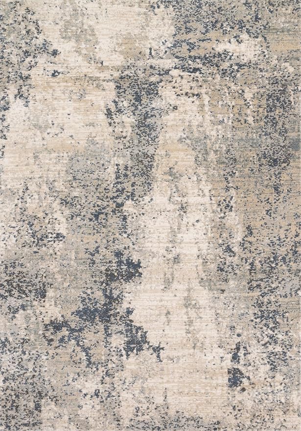 Loloi Teagan Collection TEA-07 Natural/Denim 7'-11" x 10'-6" Area Rug, Large, Soft Neutral Rug, High-Traffic for Living Room, Bedroom, Home Office, Dining Area